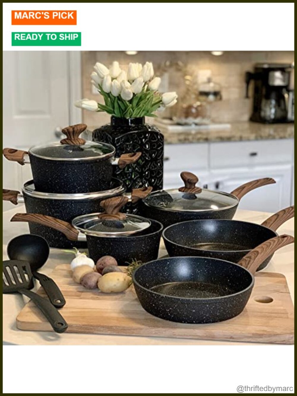 Nonstick Induction Cookware Set 12 Piece Granite Coating Aluminum Core